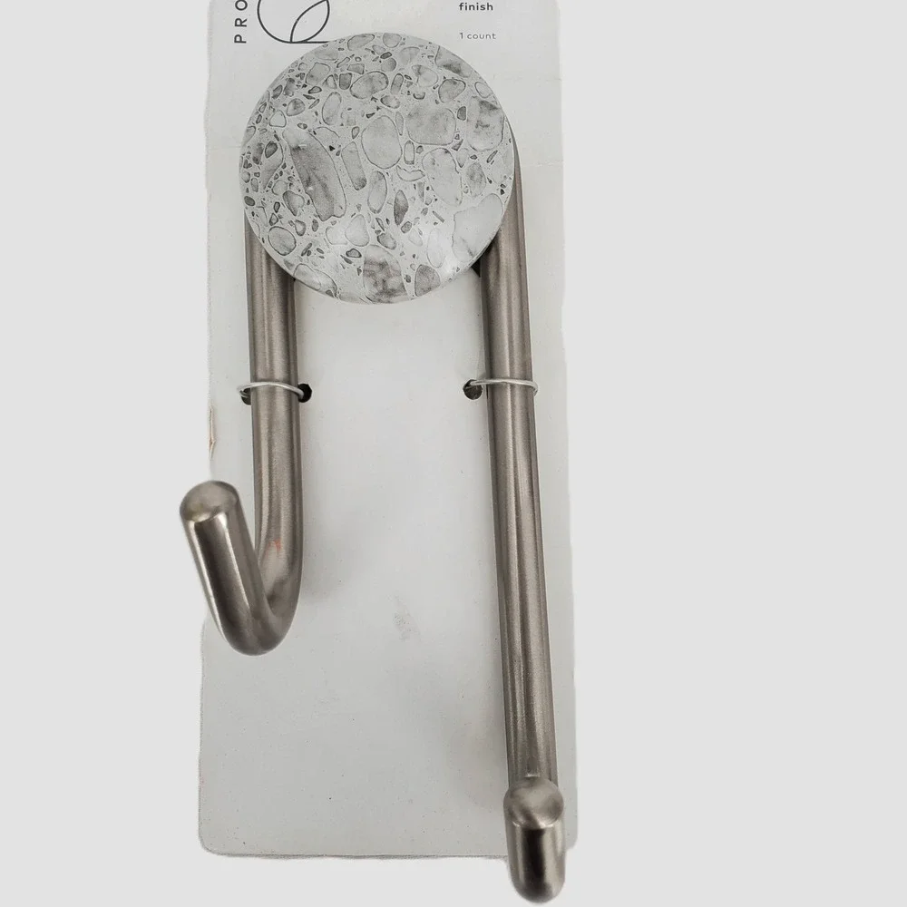 Project 62 Wall Hook‎ Matte Gray Terrazzo and Satin Nickel Finish Bedroom Home